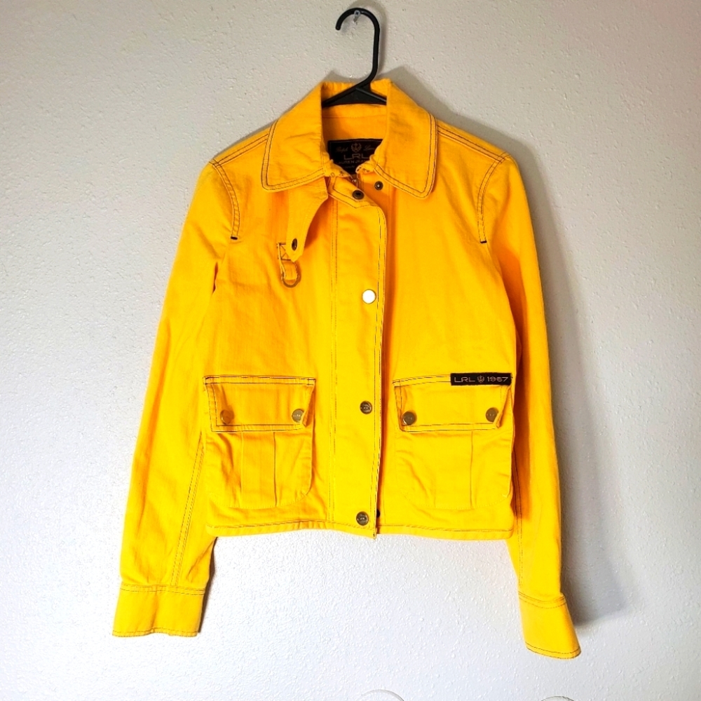 Vintage ralph lauren yellow zip up jacket